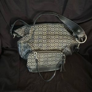 Coach shoulder bag with matching wristlet.